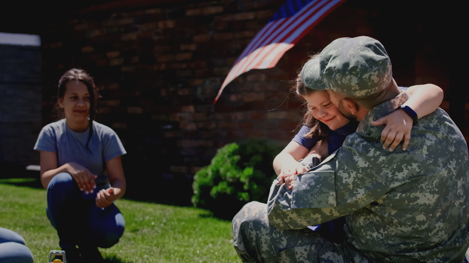 Military man spending time with family